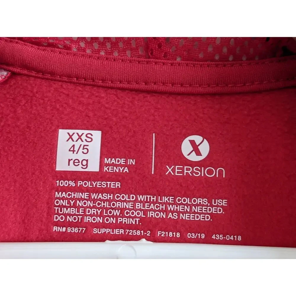 Xersion Red Zip-up Hoodie Sz XXS/4-5 Black Stripe Hood Pockets